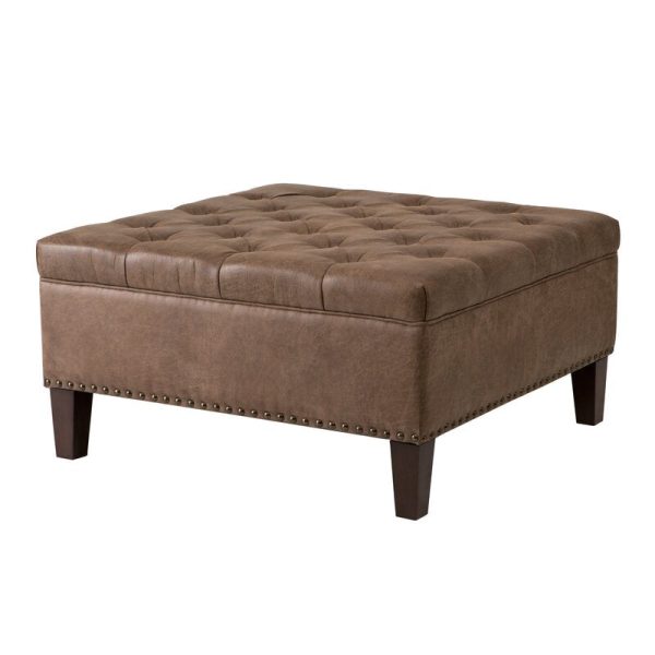 Sigler 35.5  Wide Faux Leather Tufted Square Cocktail Ottoman 4508RR Online - Image 2