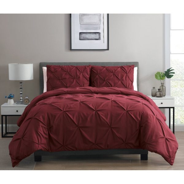 King Comforter + 2 Shams Burgundy Severn Duvet Cover Set 938AH Online now - Image 3