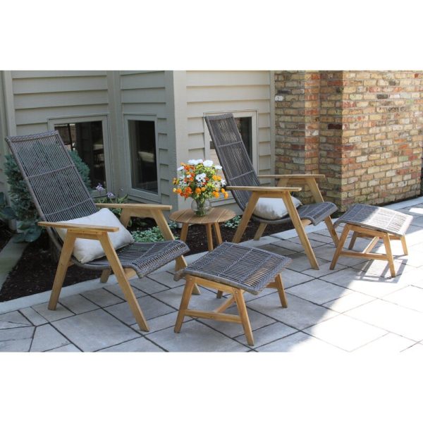 Bruges Teak Patio Chair with Cushions and Ottoman (Set of 2) 4216RR Sale - Image 3