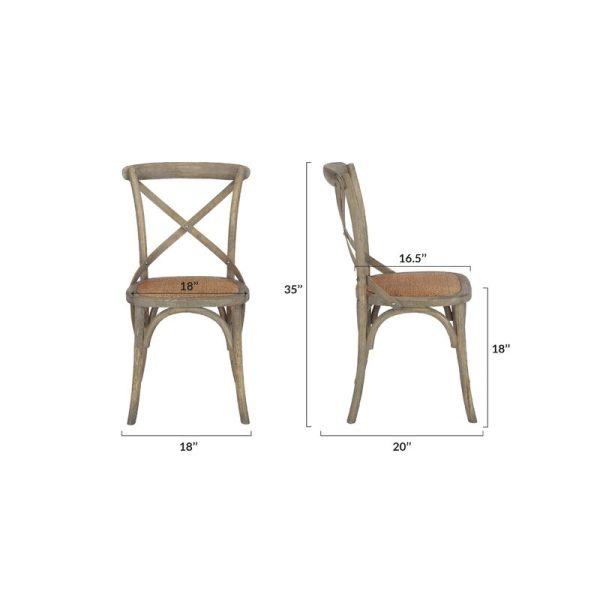 Weathered Oak  Chastain Solid Wood Cross Back Side Chair (Set of 2) 4507RR For Sale - Image 3