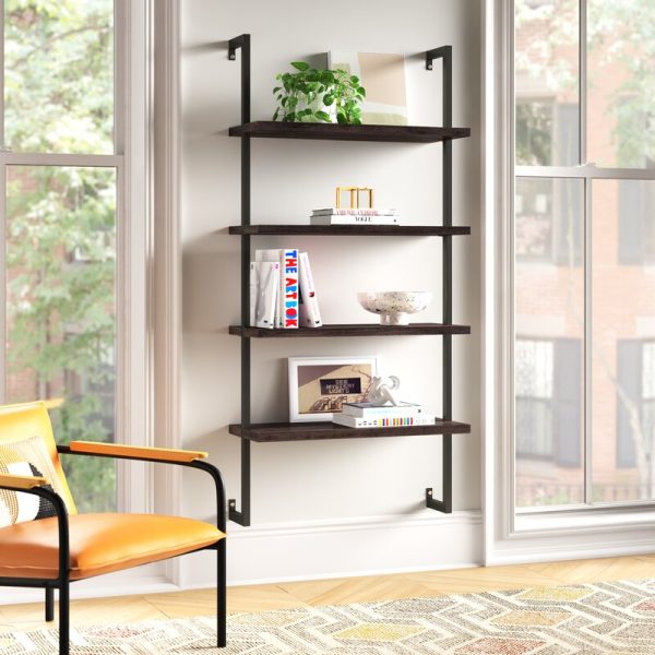 Nutmeg Black Dawud 64  H x 30  W Metal Ladder Bookcase 4234RR For Sale
