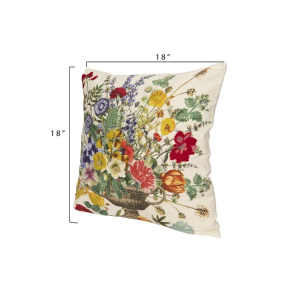 Yellow Green Red Clarkfield with Embroidered Flowers Throw Pillow (Set of 2) 1112AH For Discount - Image 3