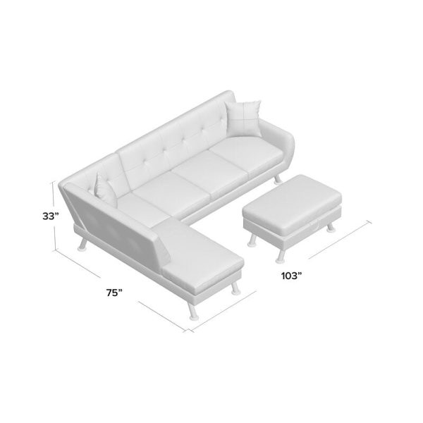 Dolan 103  Wide Faux Leather Corner Sectional (Ottoman ONLY)  4374RR Online now - Image 3