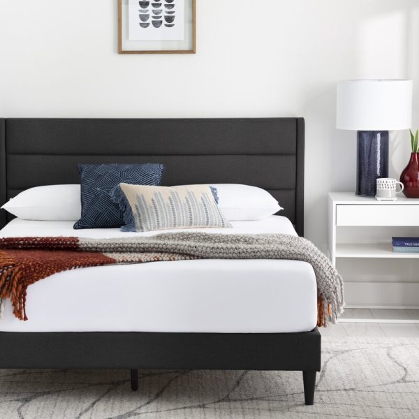 Queen Charcoal Scarlett Upholstered Low Profile Platform Bed MRM1803 Cheap - Image 3