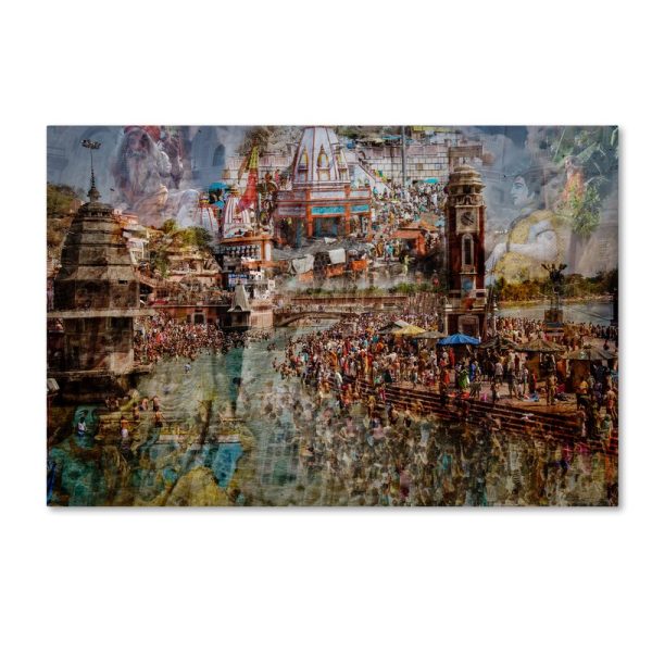 16  H x 24  W Brown Gray  Holy India  Graphic Art Print on Wrapped Canvas MRM1746 Online Sale - Image 3