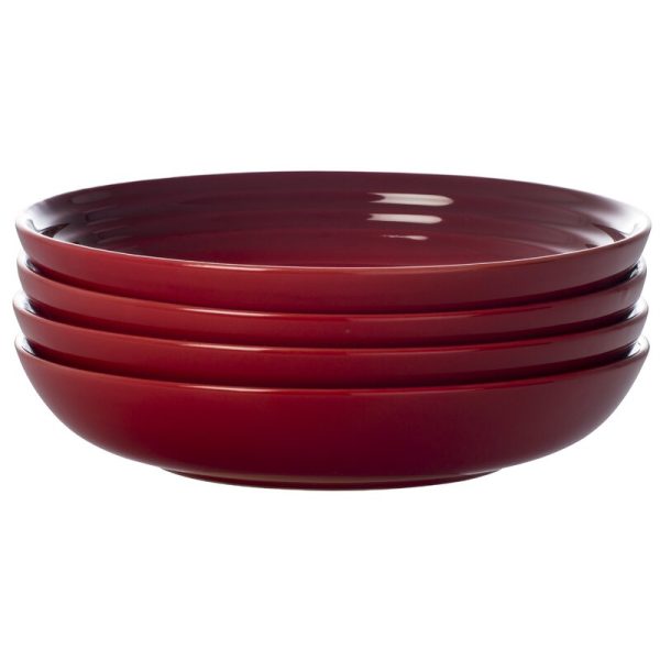 1.5  H x 8.5  W x 8.5  D Cerise Le Creuset Stoneware Pasta Bowl (Set of 4) 4797RR Fashion
