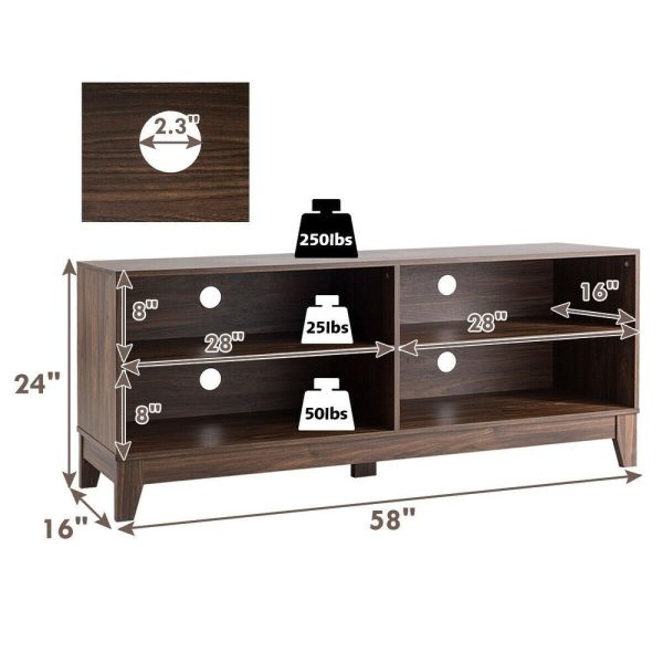 58  Modern Entertainment Media Center Wood TV Stand - Walnut MRM1484 For Cheap - Image 3