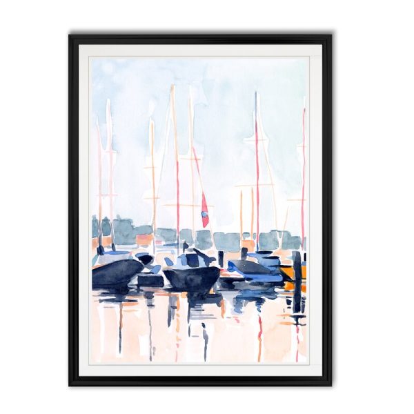 Watercolor Boat Club II  - Painting Print on Canvas 2001CDR Cheap - Image 2