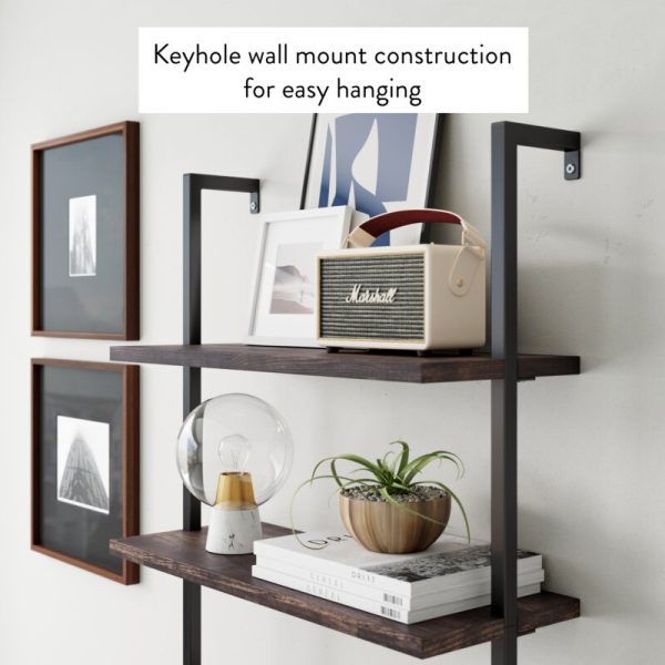 Nutmeg Black Dawud 64  H x 30  W Metal Ladder Bookcase 4234RR For Sale - Image 2