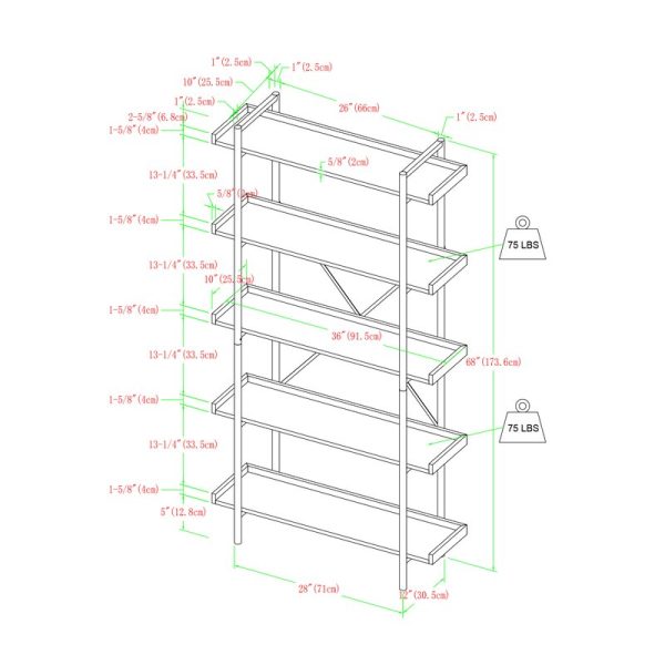 Driftwood Swindell 68  H x 36  W Etagere Bookcase 1093AH Supply - Image 3