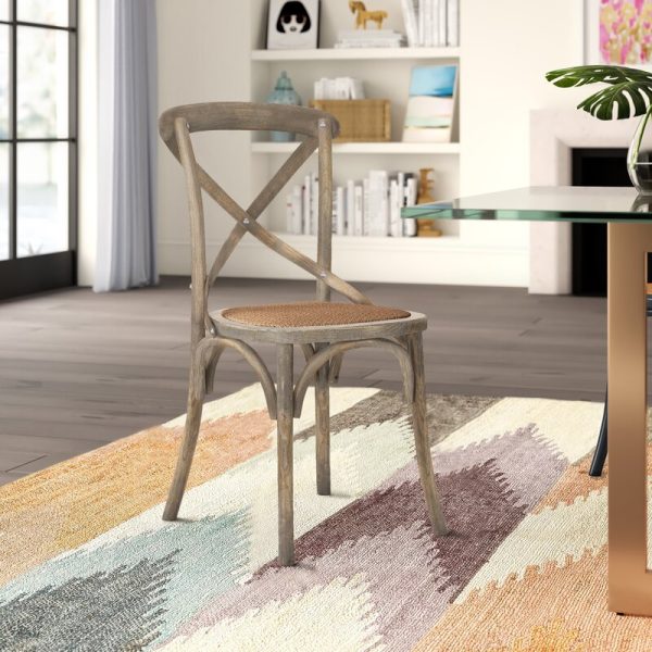Weathered Oak  Chastain Solid Wood Cross Back Side Chair (Set of 2) 4507RR For Sale