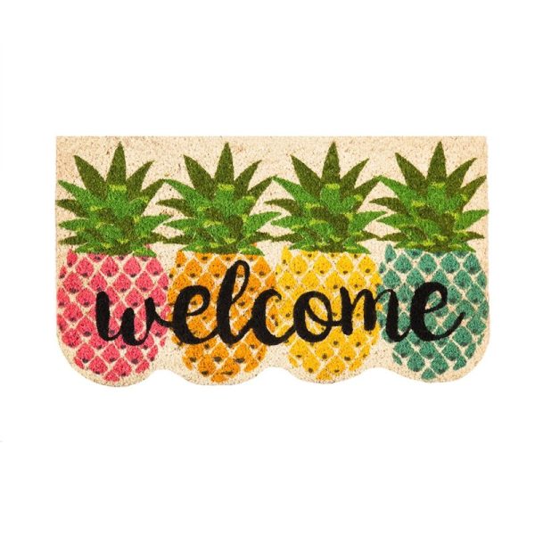 Gorski Pineapples Shaped Coir 27.5 in. x 15.75 in. Outdoor Door Mat 1881CDR For Cheap