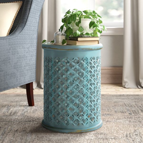 Marple Solid Wood Tray Top Drum End Table 1020AH Fashion