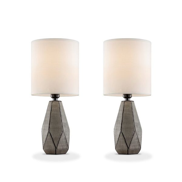 Finian 16.5  Gray Linen Table Lamp Set (SET OF 2) 999AH on Sale - Image 2