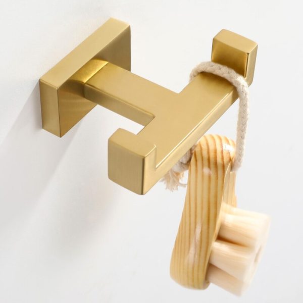 Brushed Gold Double Robe Wall Mounted Towel Hook (Part number: A9510E) GL1650 For Cheap