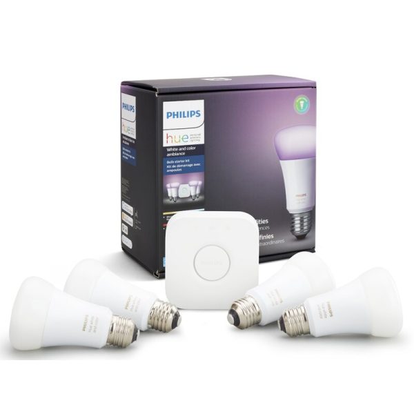 548545 Philips Hue 60 Watt Equivalent A19 LED Smart, Dimmable Light Bulb, Warm White (2200K) E26 Medium (Standard) Base (Set of 4) 4790RR Hot on Sale