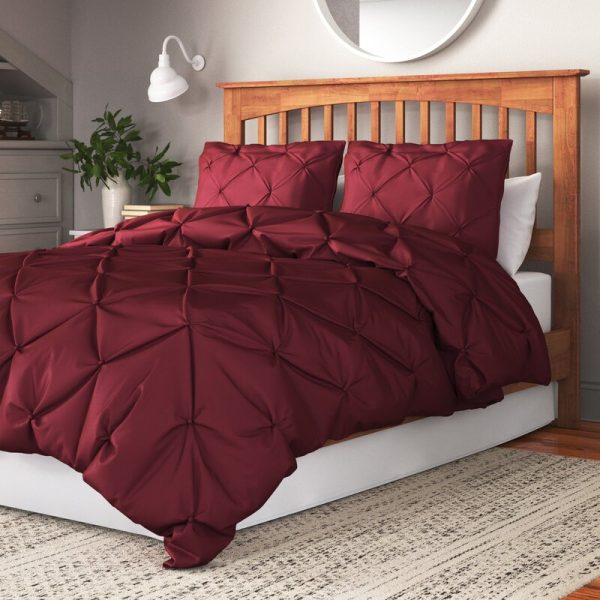 King Comforter + 2 Shams Burgundy Severn Duvet Cover Set 938AH Online now