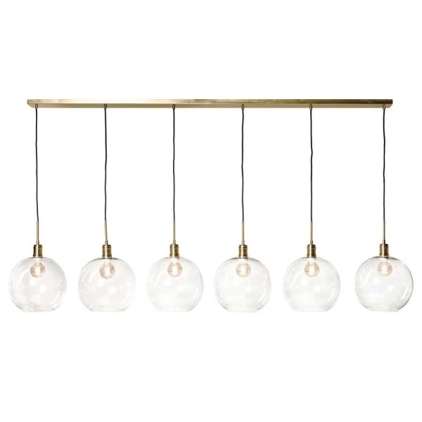 Harp & Finial Luca  Pendant with Clear Glass Globes 4230RR Discount