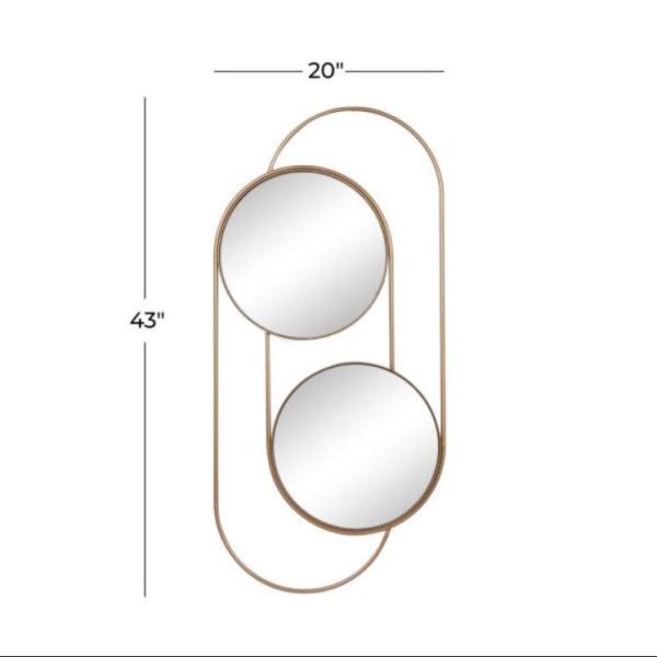 LITTON LANE - Tall Double Rounded Gold Metal Wall Mirror, 20  X 43   MRM1426 For Discount - Image 2