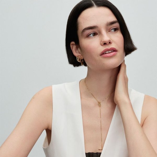 PANDORA : Organically Shaped Open Hoop Earrings in Gold Supply - Image 3